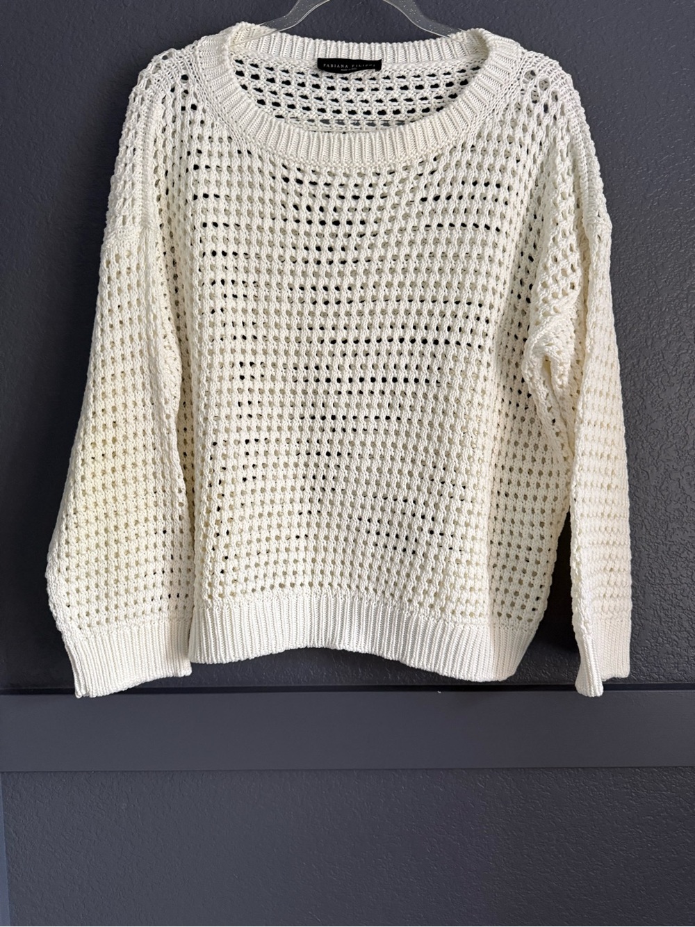 FABIANA FILIPPI • Open-Knit Crewneck Sweater - white - XL